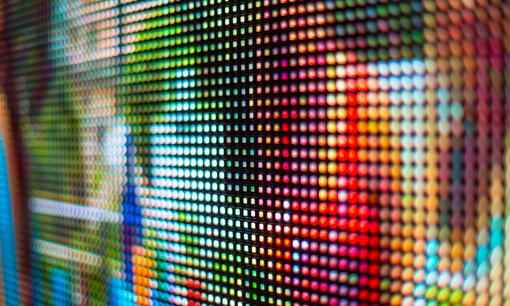 A close-up view of an LED wall display.